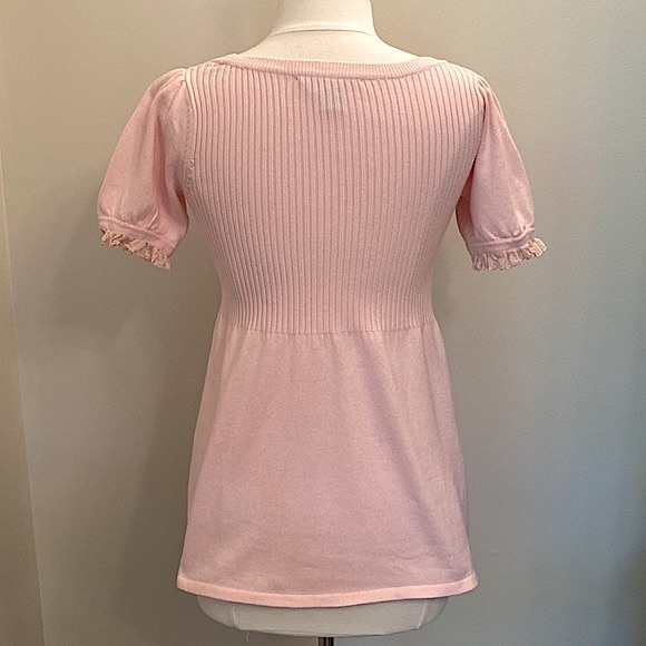 Boston Proper Baby Pink Ribbed Knit Short Sleeve Scoop Neck Chic Top Size Small - Picture 7 of 10